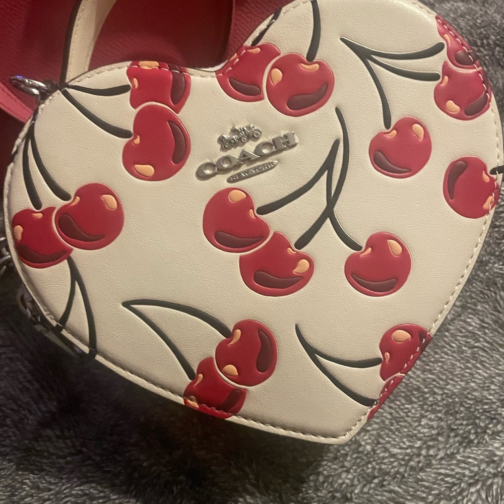 Coach Cherry Print Heart Bag
